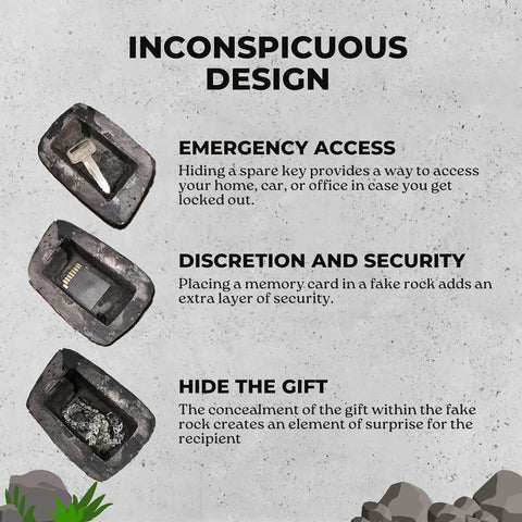 Hide A Spare Key In Plain Sight With This Real Looking Rock Key Holder For Gardens Or Lawns, showcasing emergency access.