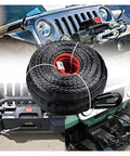 Heavy Duty Electric Winch Synthetic Rope Cable 38 Inch 23 Meters, black synthetic rope for recovering dirt bikes and trucks.