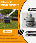 Comparison of newly upgraded and old gearbox assembly replacement for trimmer with speed feed 400 head.