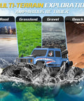 Waterproof 360 Degree Rotating 4X4 RC Monster Truck For Land And Water Play shown on different terrains