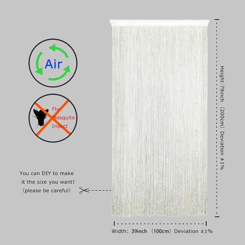 Beaded Curtain Door For Privacy And Boho Vibe, Tassel Fringe String Curtain For Doorways And Hallways, Ivory 39W X 79L, 100 Percent Polyester
