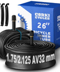 26 Inch Mountain Bike Inner Tube Fits 26x1.75 To 2.125 Tires Schrader Valve 32mm Heavy Duty Butyl Rubber For MTB Bicycle Replacement 2 Pack Compatible With ETRTO 47-559 To 54-559