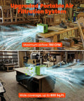 Tabletop Dust Collector for Woodworking Portable Air Filtration System with Timer Function in workshop, maximum airflow 780 CFM