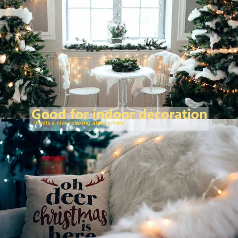 42.6 Foot Battery Powered Fairy Lights With 120 LEDs IP65 Waterproof Twinkle String With Timer And Eight Modes For Indoor And Outdoor Use No Fuss Christmas Tree Decor Warm White For Christmas Trees Weddings Parties And Cozy Bedroom Vibes surrounding Christmas trees and cozy decor.
