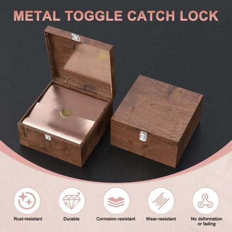 Six Pack Built Tough Metal Toggle Catch Locks With Mounting Screws For Jewelry Cases And Wooden Crates Sturdy Hasp Latches in wooden box.