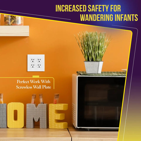 10 Pack Duplex Wall Outlet 15 Amp Electrical Receptacle White Durable Polycarbonate Thermoplastic Body With Impact Resistant Cover Great For Homes Apartments Condos And Commercial Settings In Offices Hotels And Restaurants. White 4-outlet wall plate on orange wall