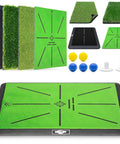 Indoor And Outdoor Golf Practice Mat Set With Replaceable Fairway And Rough Turf Mats Dual Turf Design Velvet Surface Impact Tracker No Slip Heavy Duty Rubber Base Includes Ball Holders And Practice Balls
