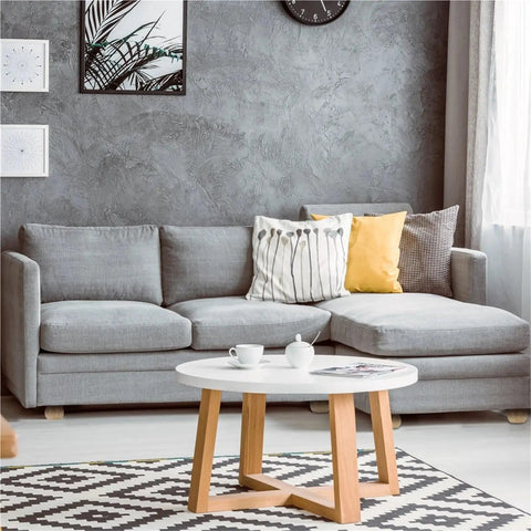 Four Pcs Solid Wood Furniture Legs Round Bun Feet Replacement For Sofa Cabinet Table With Floor Protectors And Easy Install