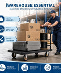 Heavy Duty 2000 Lb Steel Platform Cart With 47 By 24 Inch Anti Slip Platform, Detachable Handle For Easy Storage, 360 Degree Swivel Casters, A Real Warehouse Workhorse For Pros in warehouse carrying boxes