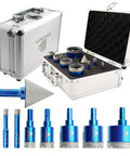 Diamond Core Drill Bit Set with 9 Diamond Bits and 1 Chamfer Bit for Porcelain Tile Ceramic Marble Granite Drilling in case