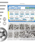 Heavy Duty 6-32 Phillips Pan Head Machine Screw Kit Featuring Three Hundred Seventy Top Shelf 304 Stainless Steel Fasteners ready for projects.