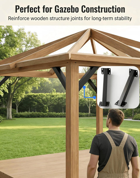 Heavy Duty Pergola Brackets Kit 8Pc Steel Corner Connectors 45 Degree Angle Supports For Wooden Structures Like Treehouses Gazebos