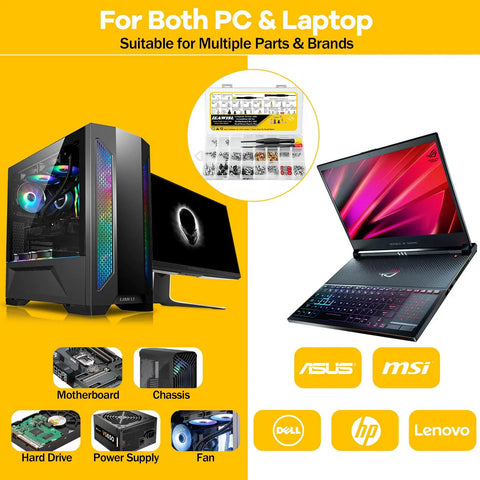 Holy Grail 168 Piece Computer Fastener Kit Featuring Brass Spacers Magnetic Drivers And Every Necessary M2 M3 Screw For Zero Hassle Pc Rig Upgrades And Quick Laptop Fixes with PC and laptop components.