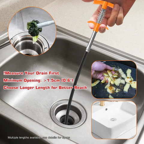 63 Inch Hair Drain Snake Clog Remover Tool With Flexible Grabber Claw For Bathroom Kitchen Shower Toilet Sink Sewer Tub No Chemicals Easy Quick Drain Cleaner For Clogged Drains DIY Home Fix