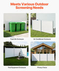 Outdoor Privacy Screen Three Panel Fence Kit for AC units and pool equipment, 50 inch by 50 inch panels with PVC vinyl.
