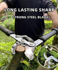 Heavy Duty Lopper With Compound Action Tree Cutter for thick branches up to 1.6 inches, 18 inch pruner in action cutting branch.