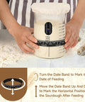 Person using Large Capacity Sourdough Starter Kit With 50oz Jar And 17 Flavorful Fermentation Recipes. Hands adjusting date band.
