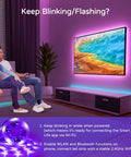 Chill USB TV Backlight Strip for 60 to 72 Inch TVs 14.9 Foot RGBW Color Changing Bias Lighting illuminating TV in living room.