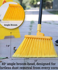 Heavy Duty Replacement Angle Broom Head With Flagged Stiff Bristles Sweep Up Grime And Dust Slick In Tight Corners And Crevices 13 Inch Wide Cleaning Path shown at 45° angle with 7.8 inch height.