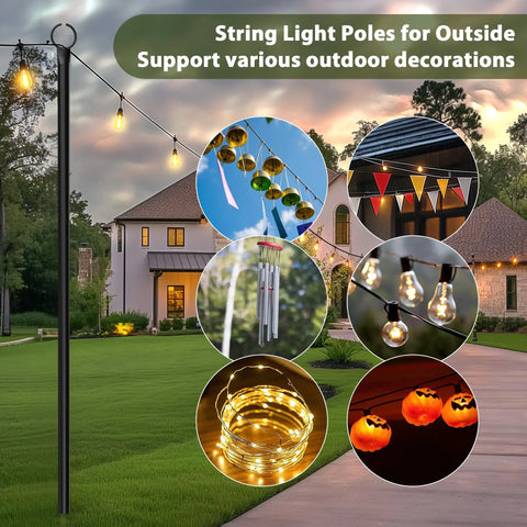 2 Pack Outdoor String Light Poles 10.5 Ft Spiral Screw In Stakes For Patio Backyard Bistro Party Wedding Lighting at sunset