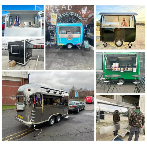 Various Custom Built Food Trailers With Flexible Layout Designed To Hit The Road For Busy Markets And Festival Vendor Lots.