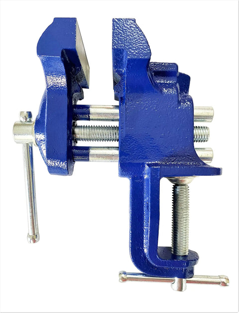 Handy 3 Inch Woodworking Vise Clamp For Home Shop Portable Table Vise with blue finish and steel slide rail