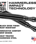 Heavy Duty No Sweat Self Centering Screw Hole Punch With Hammerless Spring Action, showcasing black oxide finish and harden steel design.