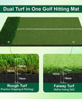 32mm Dual Turf Golf Mat For Indoor Outdoor Practice, 5x4ft hitting mat with standing guide line, detailed turf textures