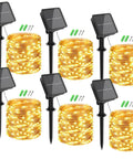 Six Pack Solar String Lights Outdoor Waterproof 157Ft Total With 480 LED Warm White Copper Wire Twinkle Lights with solar panels