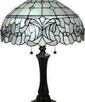 Tiffany Style White Glass Table Lamp 18 Inch Tall For Living Room Or Bedroom, Dope Glow, Zinc Base, Elegant Glass Shade