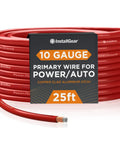Beefy 10 Gauge 25 Foot Copper Clad Aluminum Automotive Wire For Power And Ground Battery Cable Car Audio Speaker Stereo Amp Ready RV Trailer Wiring Welding Cable CCA Wire, red coil