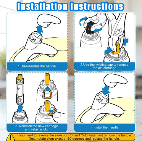 Installation guide for Two Pack Brass Dual Seal Faucet Cartridge Replacement For Moen 1225 1225B.