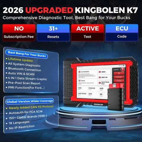 Upgraded Kingbolen K7, Bidirectional OBD2 Scanner With Bluetooth Pro Grade Performance Lifetime Updates No Annual Fees