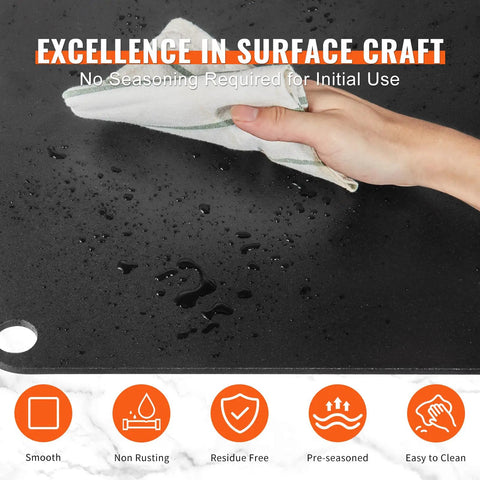 Hand cleaning Heavy Duty Pizza Steel Plate For Oven And Grill 16 By 14.5 By Three Eighths Inch Carbon Steel Preseasoned surface