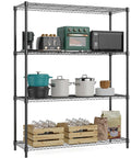 Beefy Heavy Duty 1400 Lbs 4 Tier Metal Wire Shelving Rack For Home Kitchen Pantry Garage Basement Utility Room Black Sturdy Standing Shelf Organizer With High Load Capacity And Easy Adjustable Levels, holding kitchen appliances and cookware