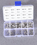Stainless Steel Hex Socket Grub Screws Kit 200 Piece Assortment For Heavy Duty Gear Locating With Flat Point and Headless Design Pro Grade High Tensile Strength and Galling Resistance for Industrial Use Includes M5, assortment case