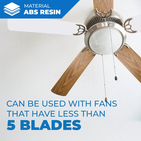 Ceiling fan with mixed white and oak blades showing Five Pack Sixteen And One Half Inch Ceiling Fan Blades Replacement For Forty Two Inch Fans White Bleached Oak Indoor Outdoor Use Durable Premium Construction Easy Swap For Worn Or Broken Blades.
