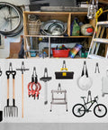 Heavy Duty Garage Hooks Six Pack With Extra Hook For Added Security organizing tools and bikes in tidy garage setup