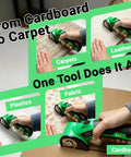 4V Cordless Electric Scissors Rechargeable Box Cutter With 2000mAh Battery cutting cardboard, fabric, leather, and carpet.