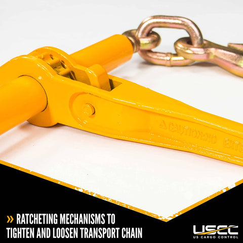 2 Pack Heavy Duty Ratchet Load Binders for 3/8 to 1/2 Inch Grade 70 Chain, 12,000 Lbs Working Load Limit close-up