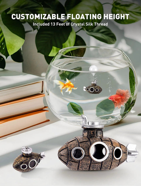 cute fish tank accessories Mairuker Decorations, Resin Aquarium Decor, Cool Robot Style, Small to Large Fish Tank Ornament Cave for Small Betta Goldfish Shrimp to Swim, Hide, Play, Rest : Pet Supplies visual appeal and provide shelter for your fish Mini Floating Submarine Fish Tank