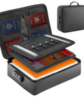 Open Fireproof Waterproof Document Bag with Lock Portable Organizer for Important Files Passport Certificates Travel Case with Zipper
