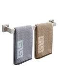 Rust Proof Stainless Steel Towel Bar 24 Inch Wall Mounted In Brushed Nickel For Bathroom And Kitchen with two towels hanging