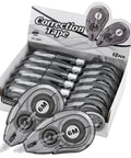White Correction Tape Dispenser Set For Quick Clean Edits Left Or Right Hand Friendly 12 Pack Each 6M Long 0.2 Inch Tape Width School And Office Essentials Instant Rewriting With No Ghosting Or Paper Damage displayed in box
