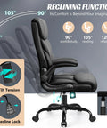 Ergonomic Big And Tall Office Chair With Breathable Leather All Day Comfort Boss Level Back Support Adjustable Flip Up Armrests