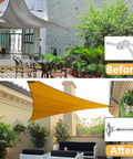 Outdoor patio shade with before and after using 33 Piece Marine Grade Stainless Steel Sun Shade Sail Hardware Kit