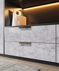 Textured Cement Countertop Contact Paper Peel And Stick Grey Concrete Vinyl Film on cabinet draws in modern room