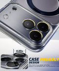 EZ Install Case Friendly 9H Tempered Glass Camera Lens Protector For Iphone 17 Pro 17 Pro Max 16 Pro 16 Pro Max 15 Pro 15 Pro Max 14 Pro 14 Pro Max With HD Clarity Anti Glare Military Grade Shockproof on phone showing metal rings compatibility.
