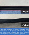 Comparison of Creamy White Peel and Stick Baseboard Molding vs others, showing even alignment on the wall.