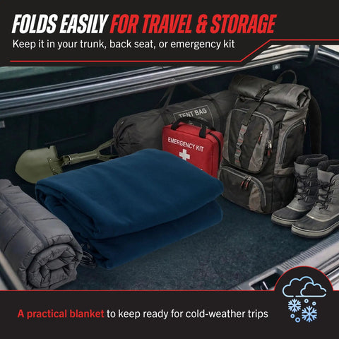 Cozy 12V Heated Car Blanket For Cars Trucks SUVs Or RVs Portable Electric Travel Throw For Road Trip Ready Camping Winter Weather And Cold Weather Emergencies Navy
